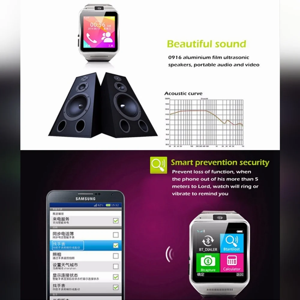GV08 Sports Smart Watch Phone Wrist Watch With Touch Screen GSM
